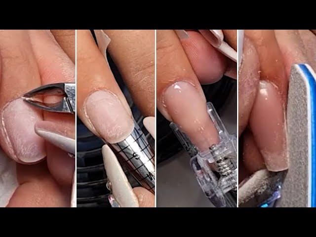 Sculpted gel nail extensions on form. Step by step nail tutorial for beginners.