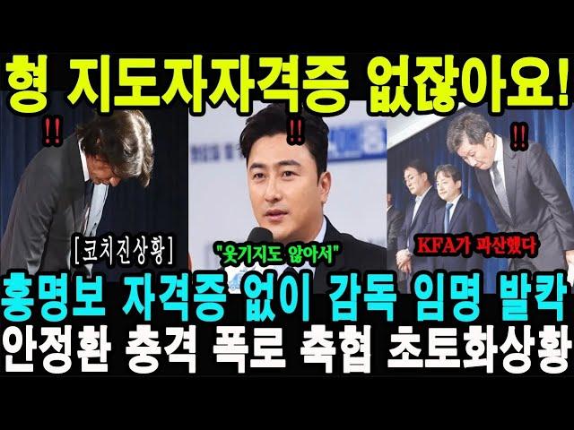 [속보] “형 지도자 자격증 없잖아요!” 홍명보 자격증 없이 감독 임명 발칵 안정환 충격 폭로 축협 초토화 상황