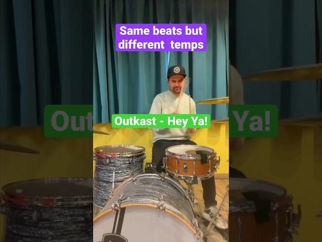 Same Beats but different temps, for example Lenny Kravitz and Outkast songs