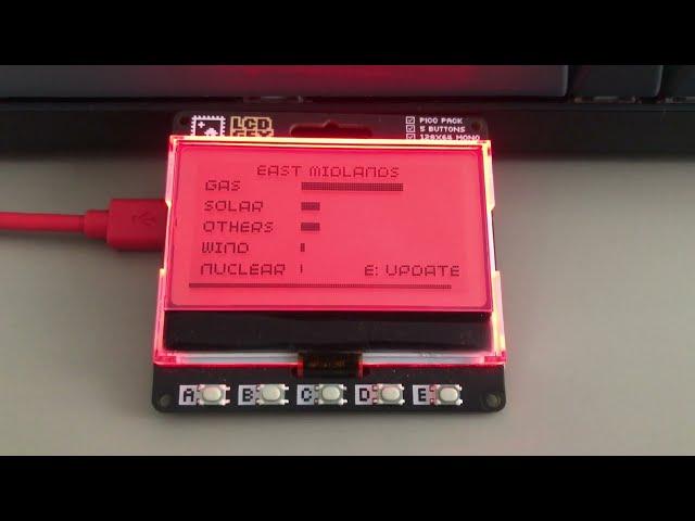 Pimoroni GFX Pack on Raspberry Pi Pico W running my Carbon Intensity API MicroPython example script