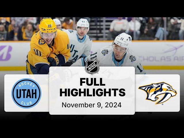 NHL Highlights | Utah Hockey Club vs. Predators - November 09, 2024