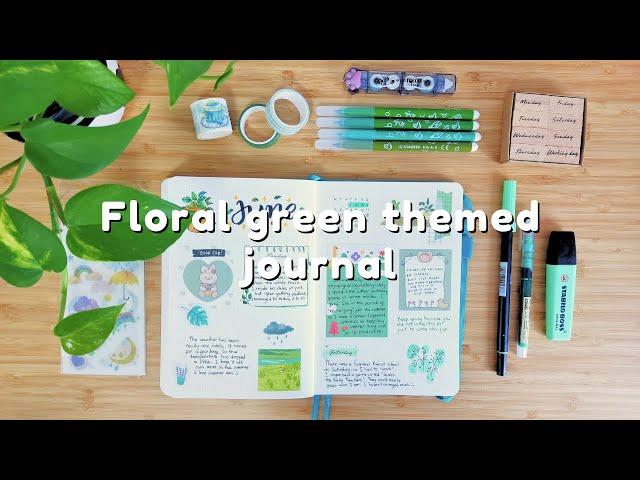 Floral green theme journal | Aesthetic journaling ideas | Relaxing journaling 🪴