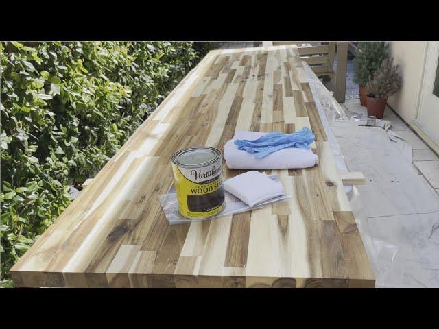 Staining and Sealing of a Butcher Block for a Home Office Desk