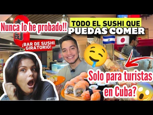 Cubana Reacciona a: Bar de Sushi Giratorio  en El Salvador  @tiofrank_