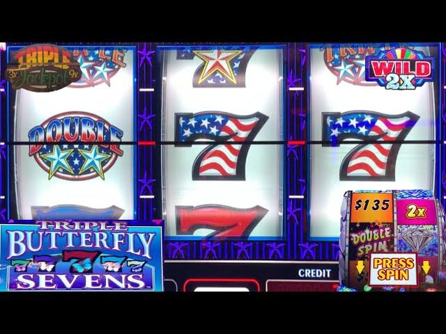 Finally Got the Double Spin Bonus!!! $10 Triple Jackpot + Triple Butterfly 7's slot play & more!!!