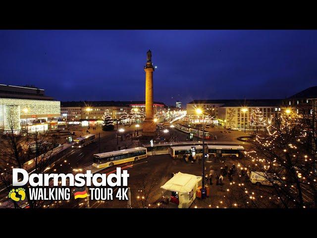 Walk in Darmstadt: Christmas Night Walk 4k