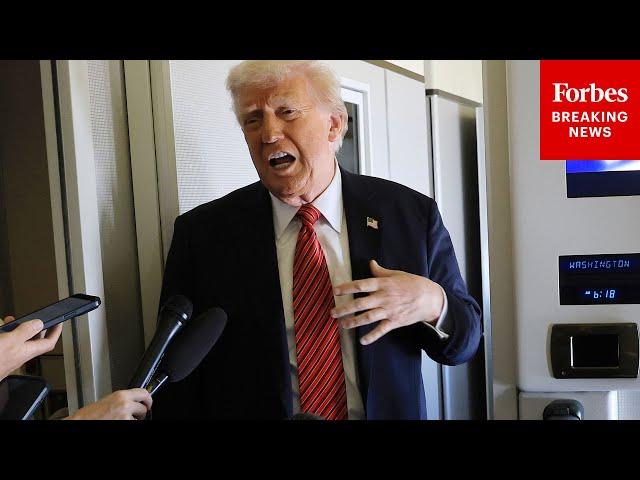 NEW VIDEO: President Trump Holds Press Gaggle On Air Force One After Departing Middle East For U.S.