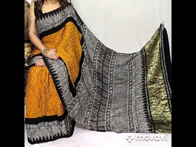  AJRAKH PRINT WITH BANDHANI MODAL SILK TISSUE PALLU SAREE 