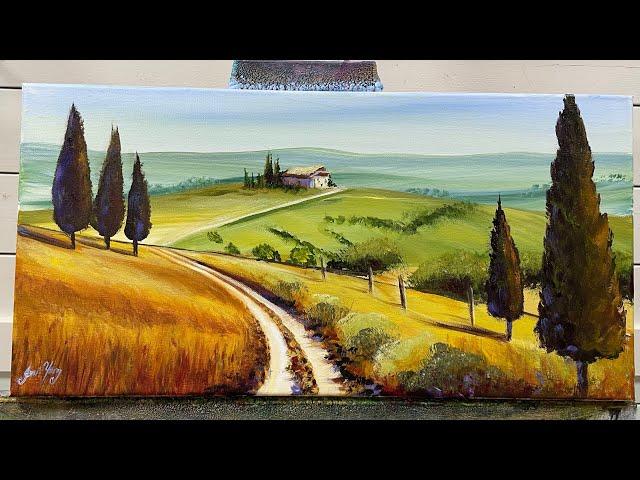 EASY! HOW TO PAINT  Tuscan Villa On The Hill | Step by Step Painting Tutorial