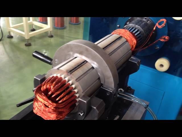 Deep well pump motor stator winding insertion machine