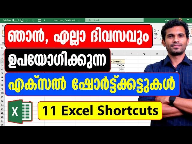 Excel Shortcuts for daily use - Malayalam Tutorial