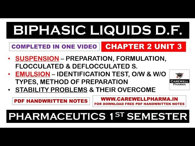 Biphasic Liquid Dosage Form (complete) | Suspension | Emulsion | Chapter 2 Unit 3 | Pharmaceutics 1