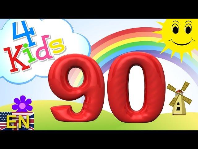 Numbers counting from 81 to 90 for children. Counting eightyone to ninety (english)