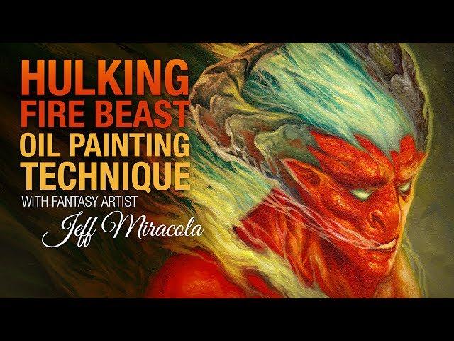 Hulking Fire Beast Fantasy Oil Painting by Fantasy Artist Jeff Miracola