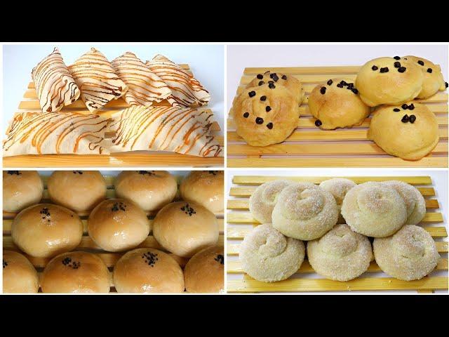 4 Easy Delicious Bread Recipe / How to make the best Soft Buns at Home