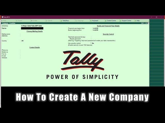 Erste Schritte mit Tally ERP 9 Tutorial | Neues Unternehmen erstellen