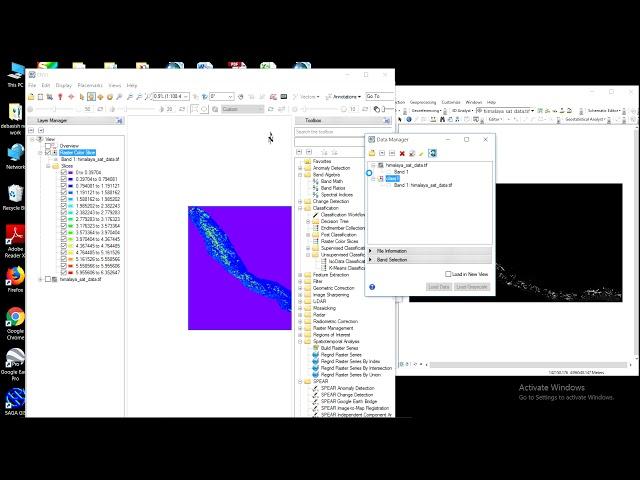 class image creation, thershold in ENVI, opening of  data both in ENVI and ArcGIS at a time part 2