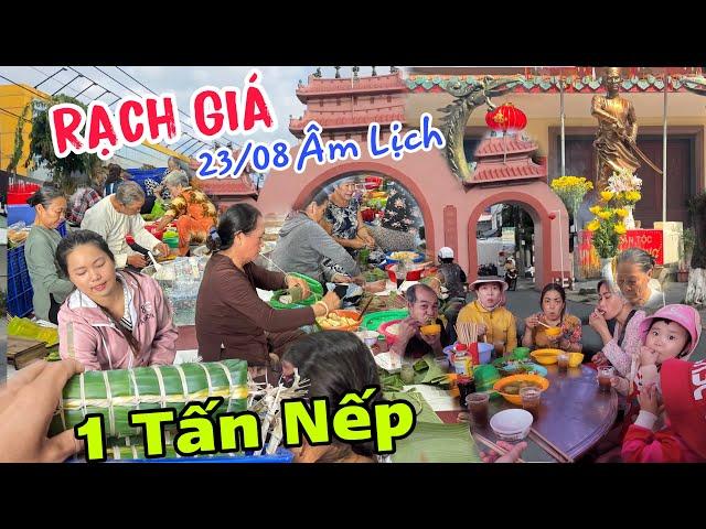 Rạch Giá - ĐÌNH CỤ NGUYỄN CHUẨN BỊ 2 TẤN NẾP CHO CUỘC GÓI BÁNH TÉT NGÀY 23/08