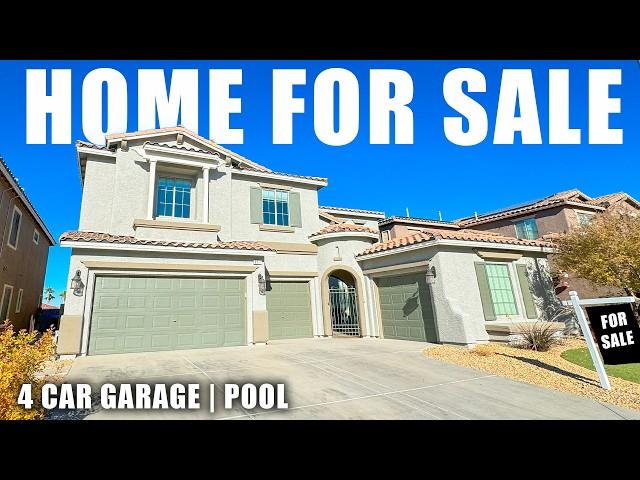 Las Vegas Home for Sale | Sparkling POOL  | *RARE 4 Car Garage | 3665sqft w/ DOWNSTAIRS Primary Bed