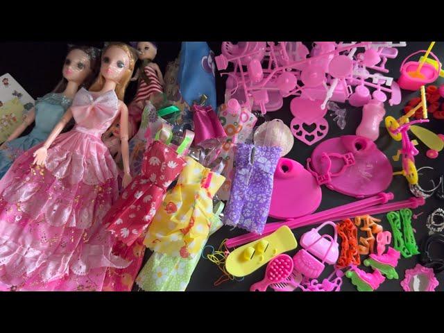 21 minutes Satisfying with Unboxing New +100 Accessories x 4 dolls ASMR (no music)