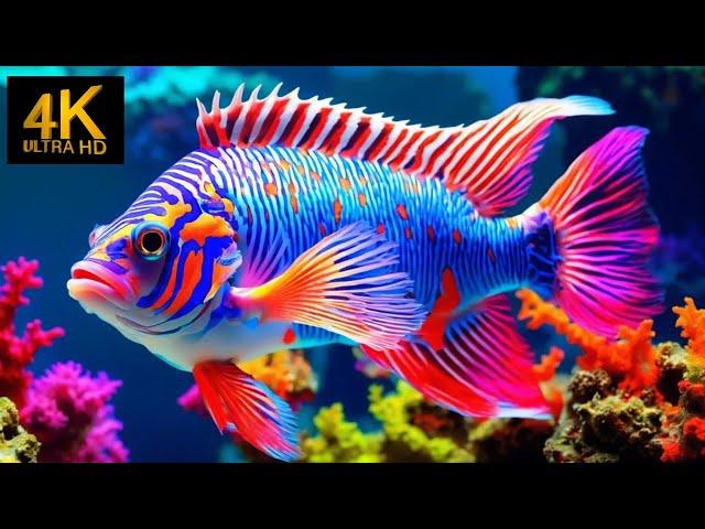 Under Red Sea 4K - Beautiful Coral Reef Fish in Aquarium, Sea Animals for Relaxation - 4K Video. #11