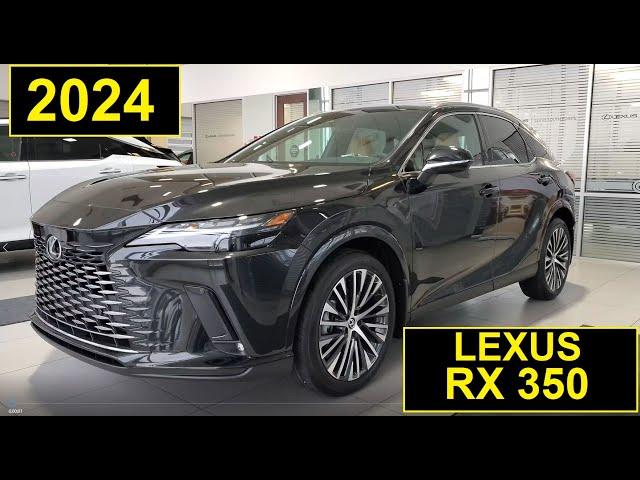 2024 Lexus RX 350 Luxury Review of features in Caviar Black with Palomino Interior