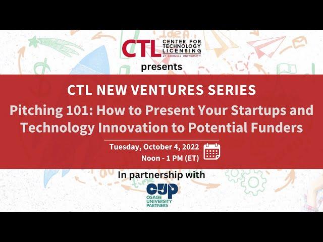 CTL New Ventures Series - Pitching 101 (FY2023)