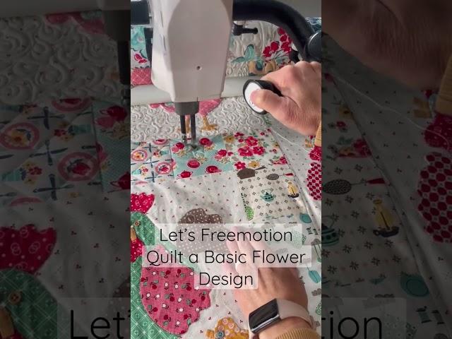 Let’s free motion quilt a basic flower design. Flower  Longarm quilting tips for beginners.