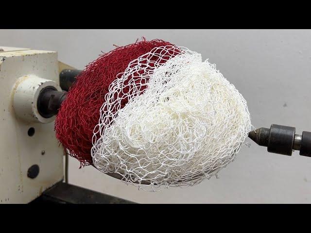 Amazing Woodturning Crazy - A Very Special Idea To Turn Fabric Net Pieces Into Artwork On Wood Lathe