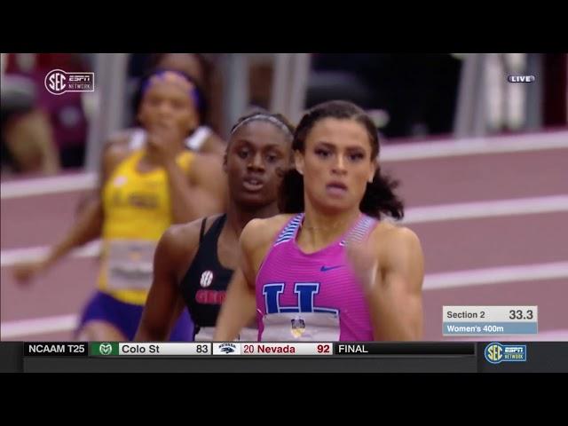 Sydney McLaughlin breaks U20 400m World Record SEC Indoor Champs 2018