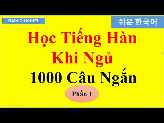 P1- Học 1000 Câu Tiếng Hàn giao tiếp Ngắn Trong khi Ngủ (1-150)- HỌc tiếng Hàn cơ bản Sơ Trung Cấp