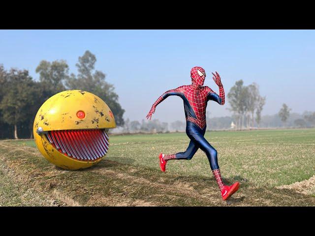 Spiderman Vs Pacman In Real Life!