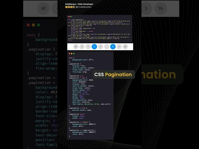 CSS Snippet | Pagination | #html #css #shorts #codebustler