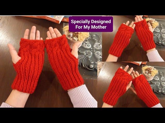 Easy knit FINGERLESS GLOVES Step-by-Step Making Gloves For My Mother With Written Instructions