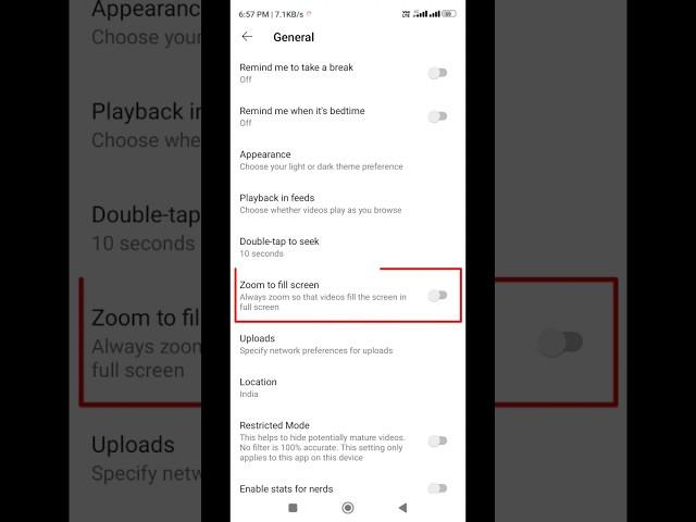 How to enable youTube zoom to fill screen #shorts