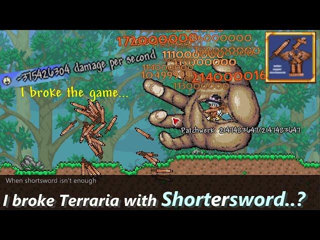 Using Terraria Shortersword to break the game completely ─ Needs big IQ for shorter sword...