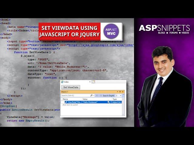 Set ViewData using JavaScript or jQuery in ASP.Net MVC