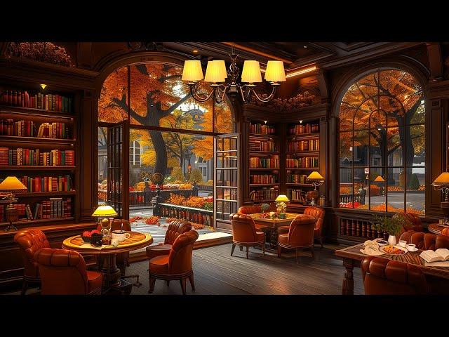 Jazz & Fall Ambience at the Coffee Shop ~ Smooth Jazz Music for Stress Relief Listening To It