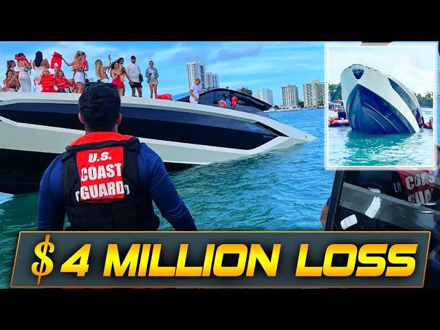 Luxury Yacht SINKS in Miami — 32 RESCUED!! Haulover Inlet Boats | Boat Zone