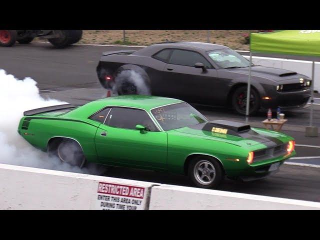 Old vs New Muscle Cars Drag Racing - Demon,Cuda,Shelby,ZL1,Hellcat,Dodge Charger