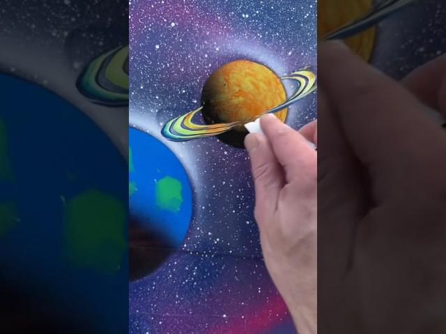 Earth, Saturn, and Pluto #learnwithcasey #spraypaint #galaxy #tutorial