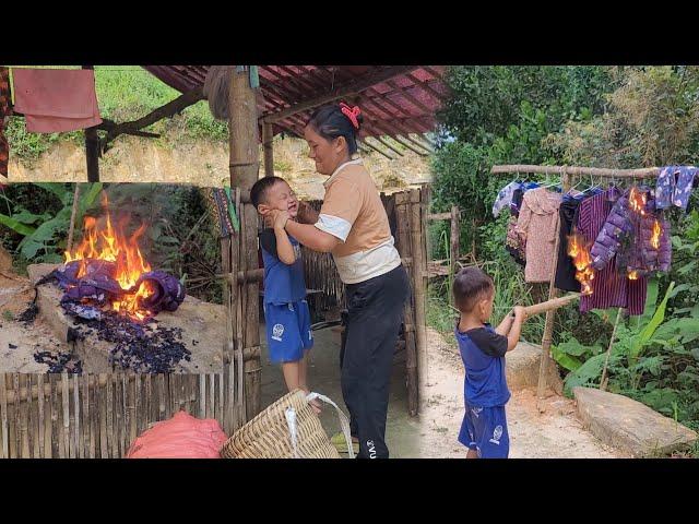 35 Year Old Single Mother Harvesting Rice Harvesting Taro Baby Learns About Clothes Burned By Baby &