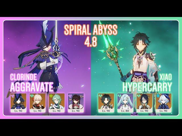 C2 Clorinde Aggravate & C6 Xiao Hypercarry | Spiral Abyss 4.8 | Genshin Impact