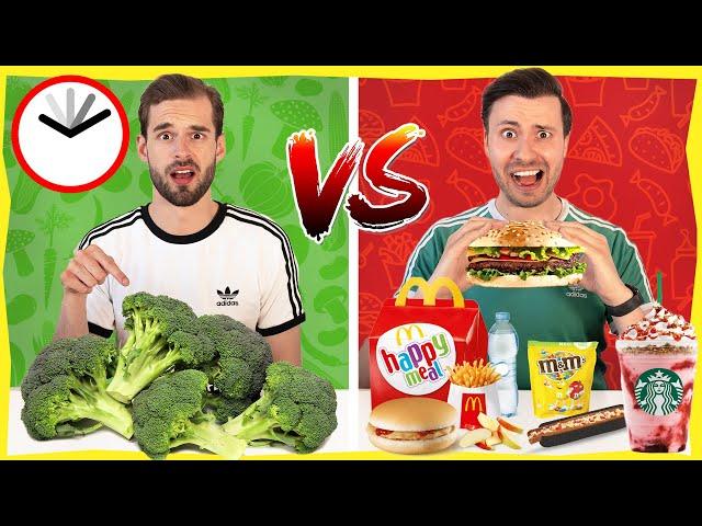 1 DAG GEZOND ETEN VS FASTFOOD ETEN! *Experiment met Gewoon Thomas*