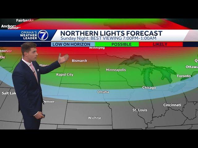 When could northern lights possibly be visible in Nebraska, Iowa this weekend?