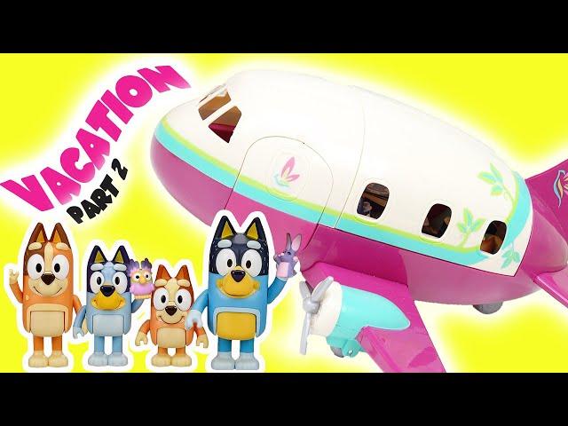 Bluey and Bingo Vacation on Airplane with Mom and Dad