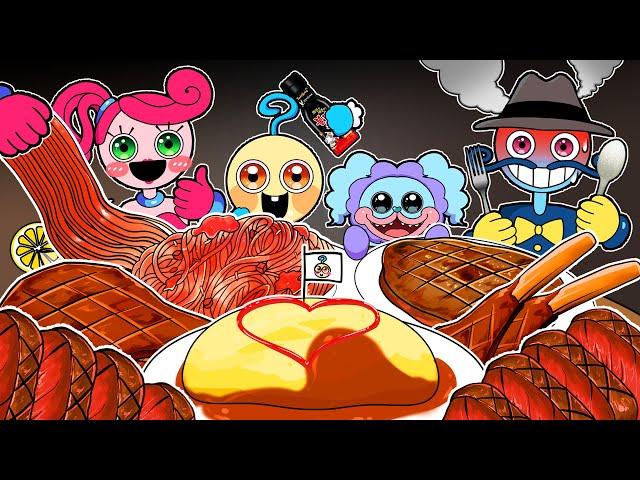 Mommy Long Legs Family(+PJ Pug-A-Pillar) - STEAK, OMELET, PASTA Mukbang | POPPY PLAYTIME Animation