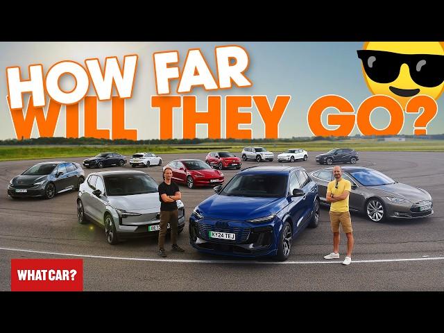 How far can electric cars REALLY go?? We drive 12 in summer conditions until they DIE! | What Car?