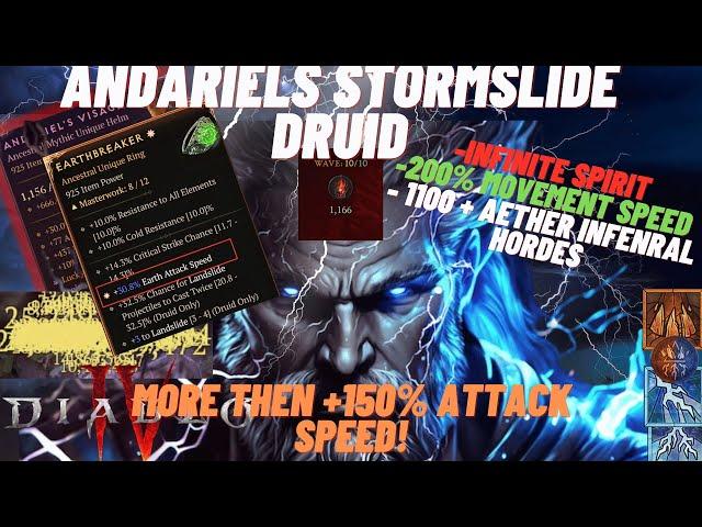 Diablo 4 - 150+%  ATTACK SPEED! Stormslide Druid Build melts infernal hordes Solo!  Season5 Guide