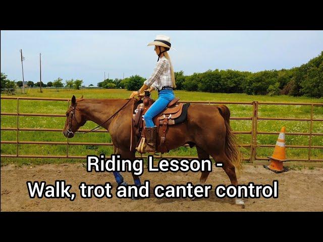 Western Riding Lesson - Walk, Trot and Canter - Slowing and increasing speed using your seat